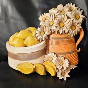 Vintage 1981 Syroco Homeco Lemons And Pears Kitchen Wall Plaque Style 7610 EUC